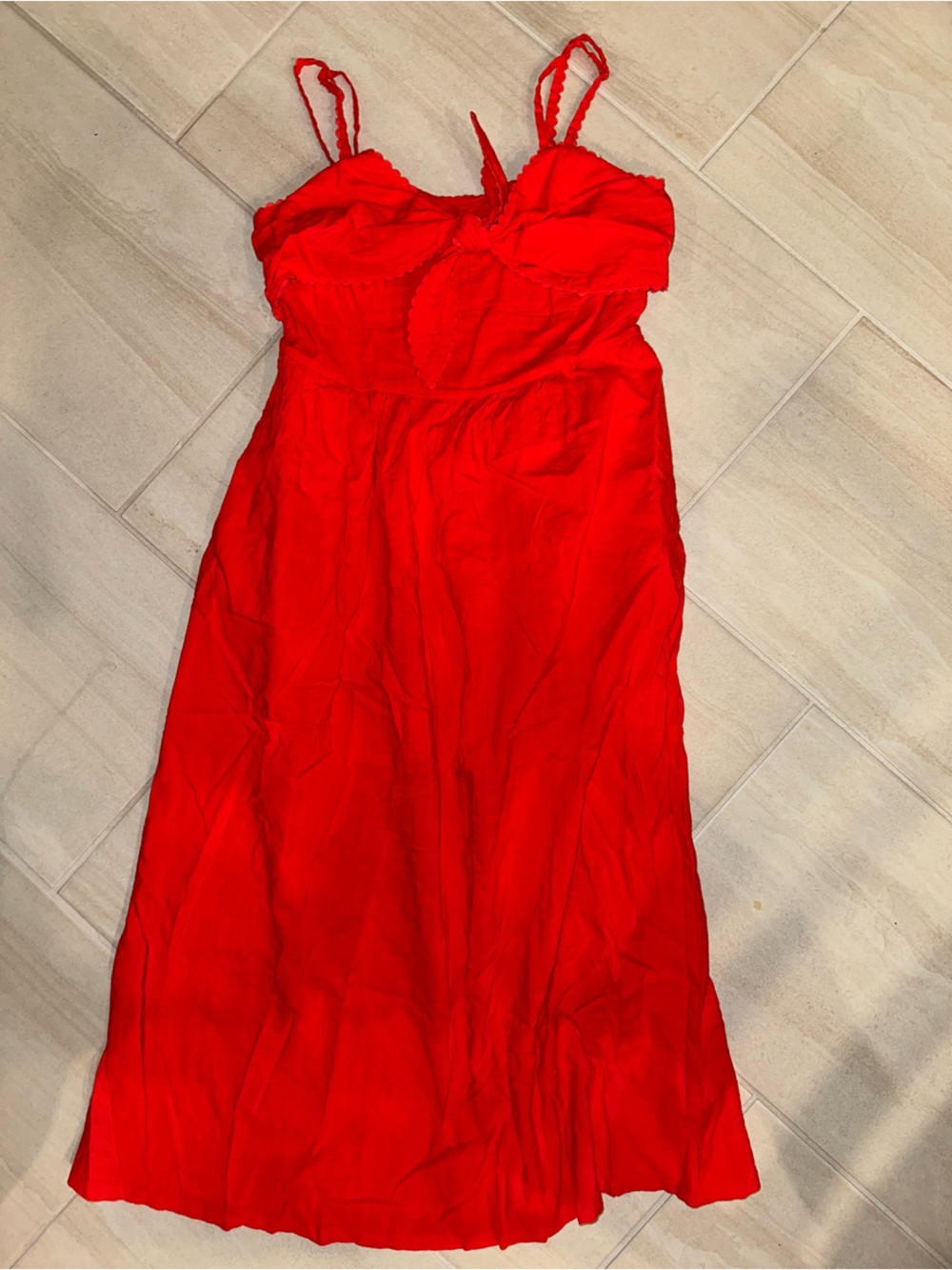 Old Navy Red Maxi Dress with Tie Detail